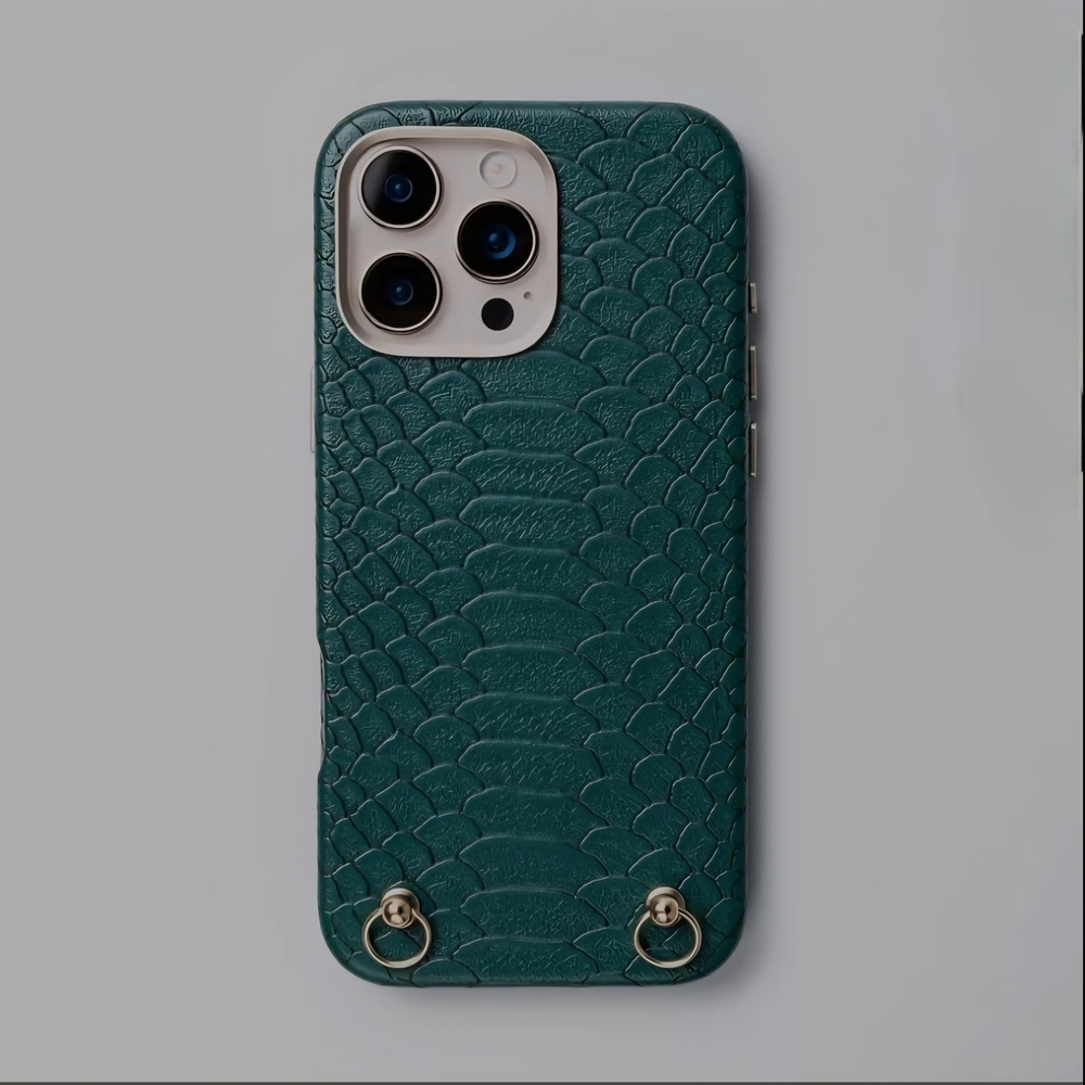 iPhone 16 Pro Max Green Croc Textured Phone Case